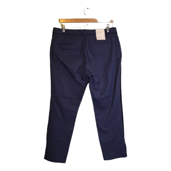 NWT Gap Skinny Ankle Navy Velvet Trim Split Ankle Pants - Picture 4 of 14